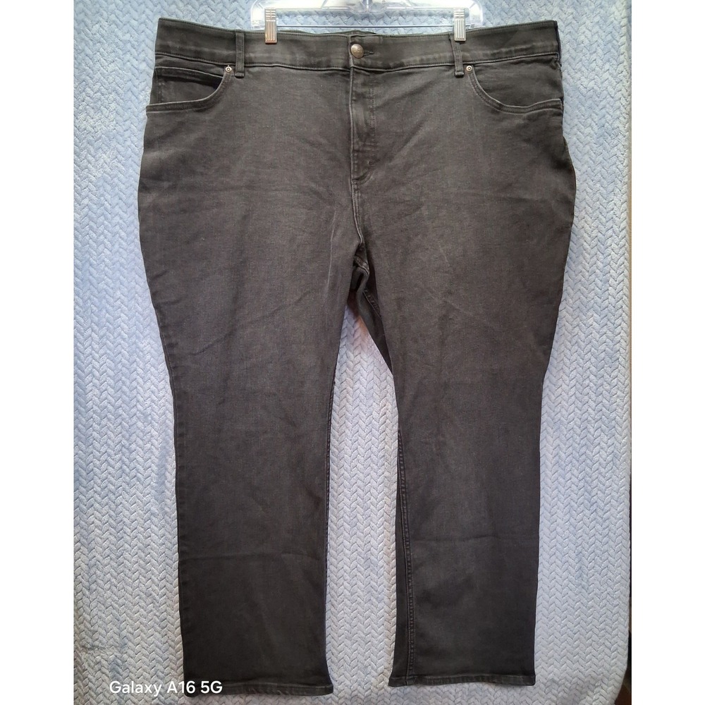 Lee Womens Plus Size 28W Medium Black Stretch Denim Jeans Straight Leg Pants
